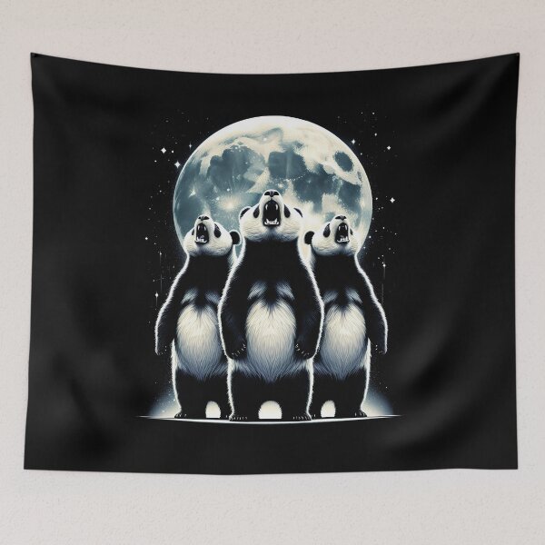 Item preview, Three Pandas Howling at Moon Like Three Wolves Funny designed and sold by Kimberley King Art  King Art.