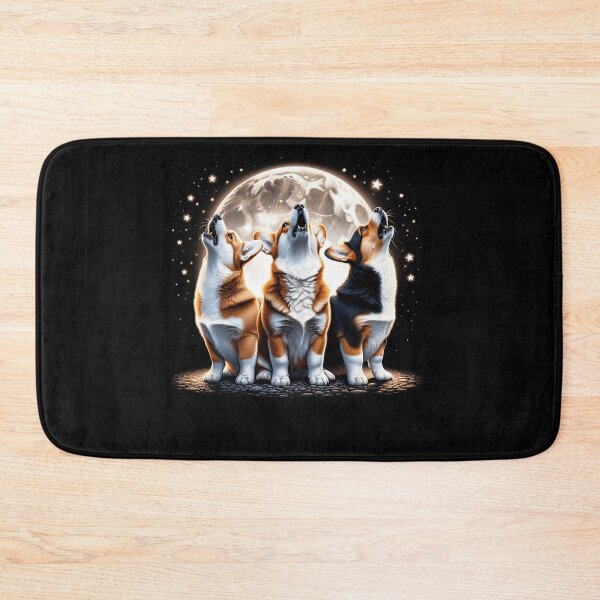 Item preview, Three Pembroke Welsh Corgis Howling at Moon Like Three Wolves Funny designed and sold by Kimberley King Art  King Art.