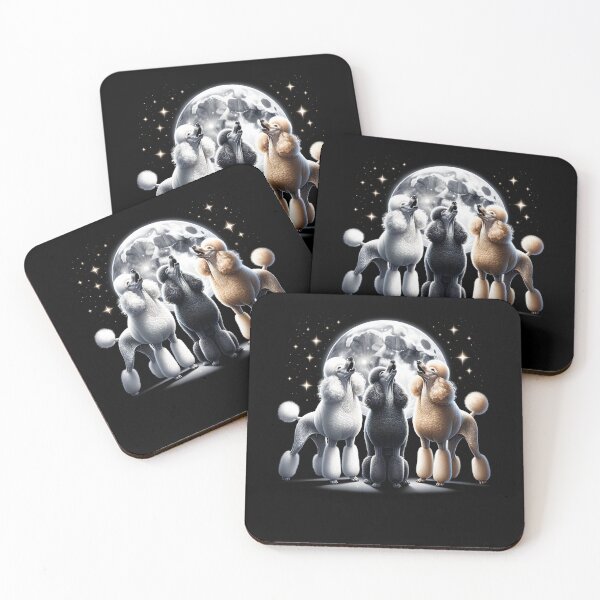 Item preview, Three Poodles Howling at Moon Like Three Wolves Funny Poodle Lover designed and sold by Kimberley King Art  King Art.