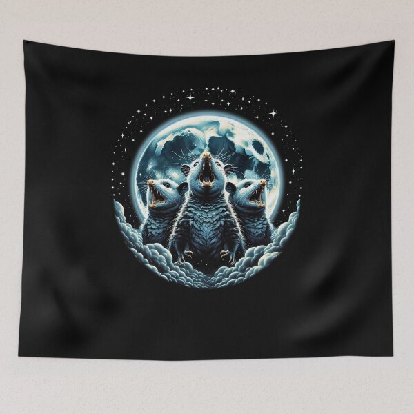 Item preview, Three Possums Howling at Moon Like Three Wolves Funny designed and sold by Kimberley King Art  King Art.