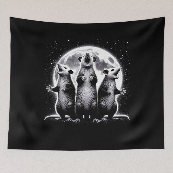 Item preview, Three Possums Howling at Moon Like Three Wolves Funny designed and sold by Kimberley King Art  King Art.