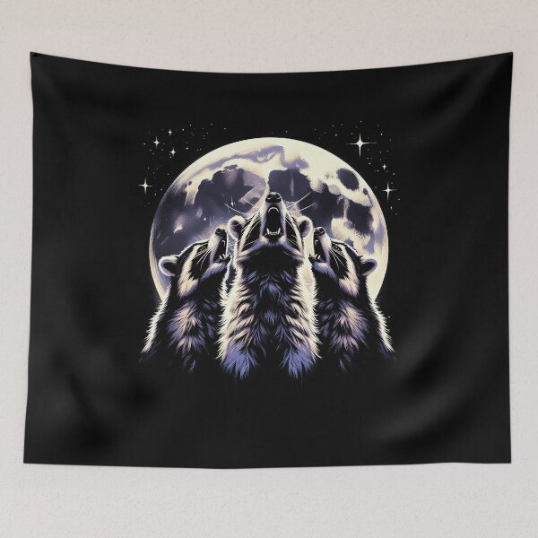Item preview, Three Racoons Howling at Moon Like Three Wolves Funny 2 designed and sold by Kimberley King Art  King Art.