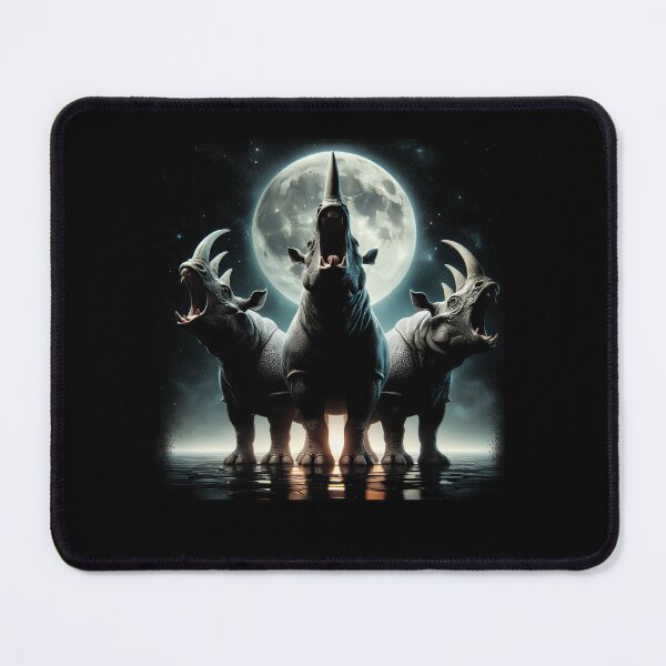Item preview, Three Rhinos Howling at Moon Like Three Wolves Funny designed and sold by Kimberley King Art King Art.