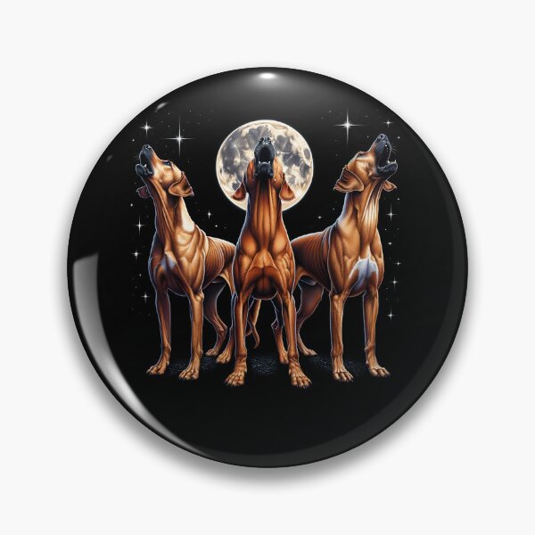 Item preview, Three Rhodesian Ridgebacks Howling at Moon Like Three Wolves Funny Lover designed and sold by Kimberley King Art  King Art.