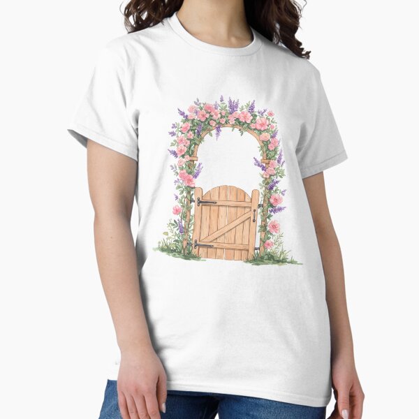 Item preview, Enchanting Fairy Garden Gate Watercolor designed and sold by Fable Tee.