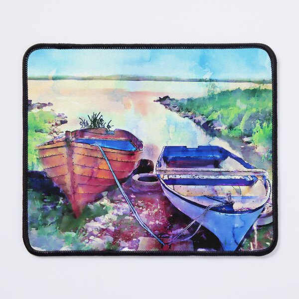 Item preview, Two Boats on a Lake – Serene Watercolor Scene designed and sold by caracatita75.