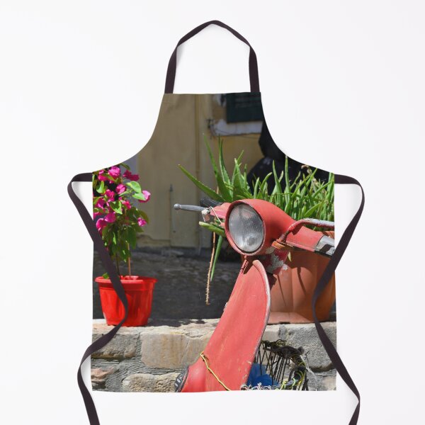 Item preview, Corfu island, Greece, Vintage red scooter and flowers designed and sold by studio838.