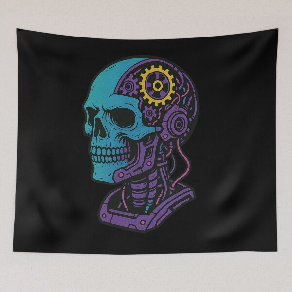 Item preview, Cyber Skull with Mechanical Gears – Futuristic Tech Skeleton Art – Sci-Fi Mecha Design designed and sold by VIBE CRAFT STUDIO.