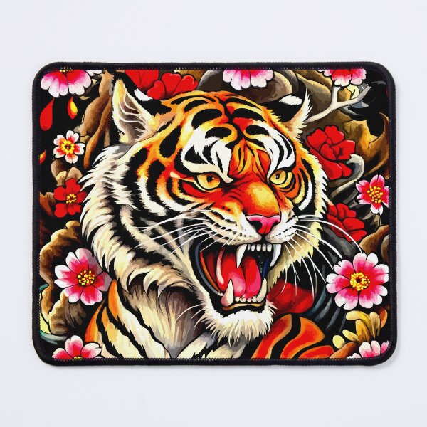 Item preview, Tiger Head with Cherry Blossoms designed and sold by VikArtStudio.