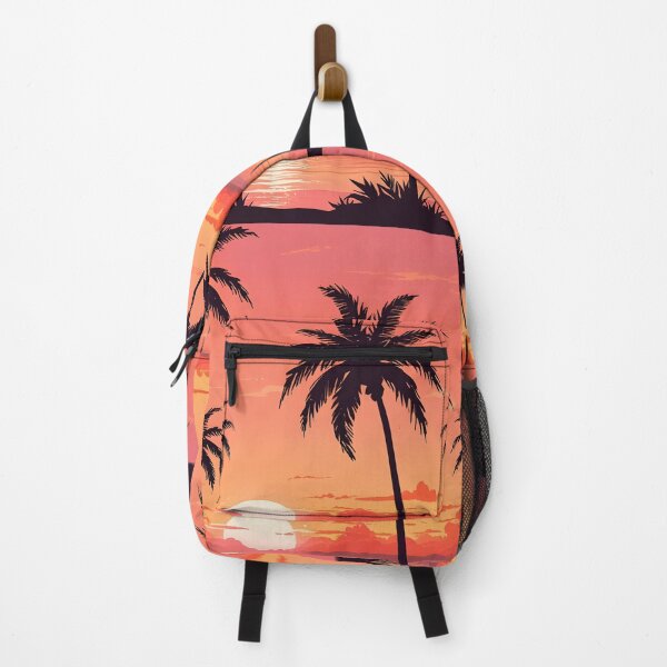 Item preview, Retro Sunset & Palm Trees – 80s Nostalgia in Warm Orange and Pink designed and sold by johndesignwaves.