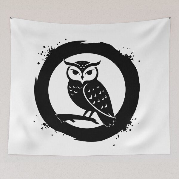 Item preview, Night owl perched on a branch, minimalist Halloween illustration designed and sold by AFernandesDSG.