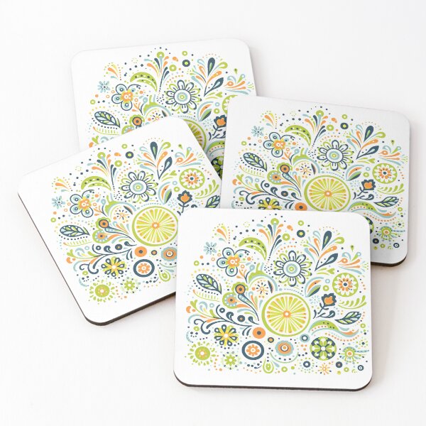 Item preview, Scandinavian Folk Art Fresh Lime and Flowers by heidiannemorris © designed and sold by FOLK ART FUSION by heidiannemorris.