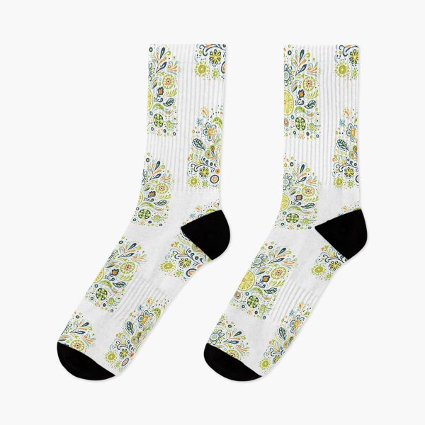 Item preview, Scandinavian Folk Art Fresh Lime and Flowers by heidiannemorris © designed and sold by FOLK ART FUSION by heidiannemorris.