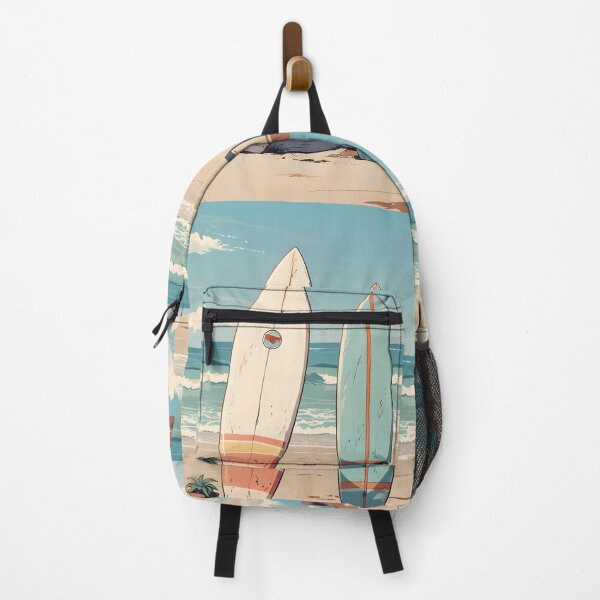 Item preview, Retro 70s Surfboard on the Beach – Pastel Vintage Vibes designed and sold by johndesignwaves.