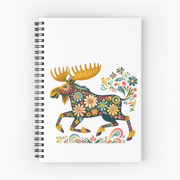 Item preview, Scandinavian Folk Art Lively Running Moose by heidiannemorris © designed and sold by FOLK ART FUSION.