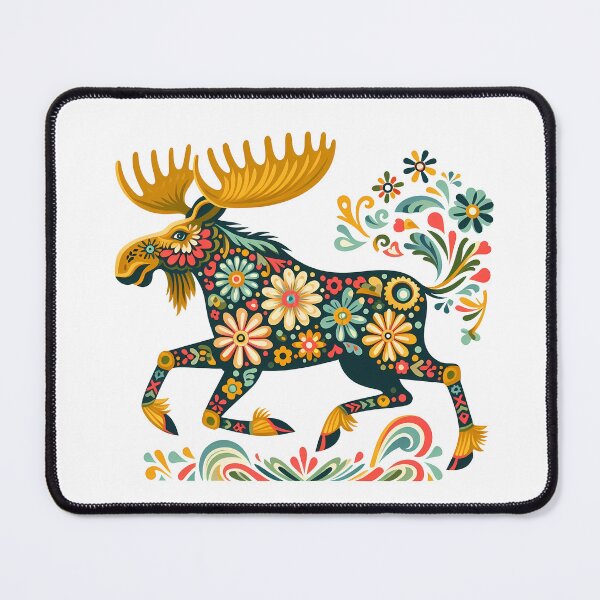 Item preview, Scandinavian Folk Art Lively Running Moose by heidiannemorris © designed and sold by FOLK ART FUSION by heidiannemorris.