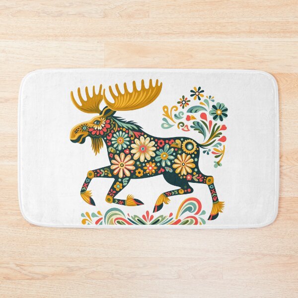 Item preview, Scandinavian Folk Art Lively Running Moose by heidiannemorris © designed and sold by FOLK ART FUSION by heidiannemorris.