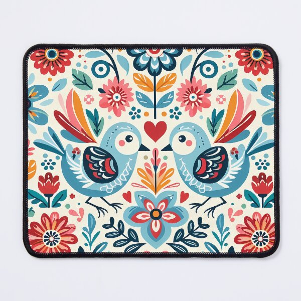 Item preview, Scandinavian Folk Art Charming Love Birds and Flowers by heidiannemorris © designed and sold by FOLK ART FUSION by heidiannemorris.