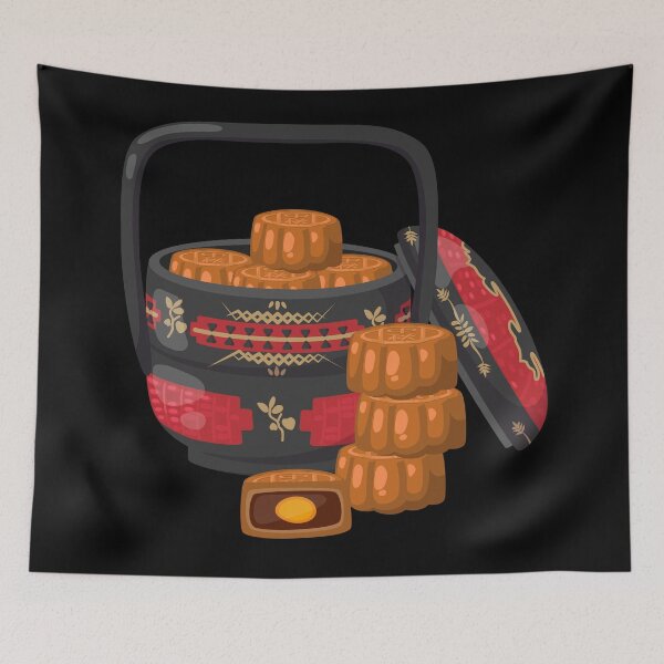 Item preview,  Mid-Autumn Festival Traditional Basket Filled with Mooncakes designed and sold by Alicia Chee.