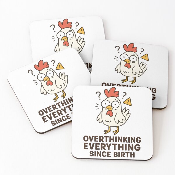 Aperçu de l'œuvre Overthinking Chicken – Funny Anxiety Design créée et vendue par ALVANTIS.