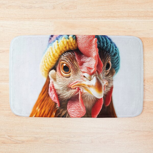 Item preview, Portrait of a rooster with knitted hat designed and sold by haroulita.