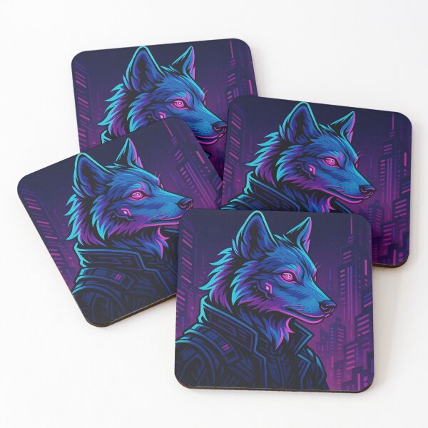 Item preview, Cyberpunk Wolf – Neon Sentinel of the Night designed and sold by SpectrumCreations.