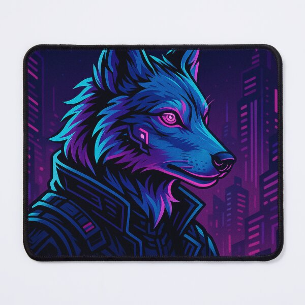 Item preview, Cyberpunk Wolf – Neon Sentinel of the Night designed and sold by SpectrumCreations.