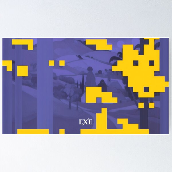 Item preview, Paul Gauguin Inspired Post-Impressionist Purple Landscape with Yellow Pixels designed and sold by immarkoffartexe.