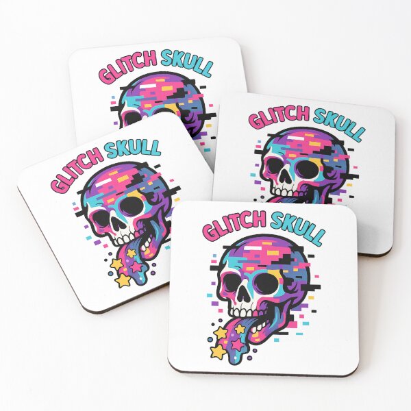 Item preview, Glitch Skull Vomiting Stars – Colorful Pixel Art Skeleton – Digital Chaos Design designed and sold by VIBE CRAFT STUDIO.
