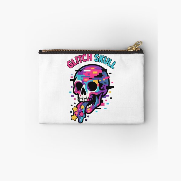 Item preview, Glitch Skull Vomiting Stars – Colorful Pixel Art Skeleton – Digital Chaos Design designed and sold by VIBE CRAFT STUDIO.