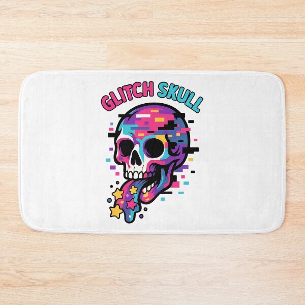 Item preview, Glitch Skull Vomiting Stars – Colorful Pixel Art Skeleton – Digital Chaos Design designed and sold by VIBE CRAFT STUDIO.