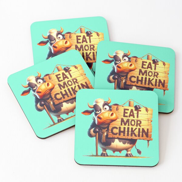 Item preview, A grumpy cow holding a sign that states Eat mor Chikin designed and sold by LoneAngel.