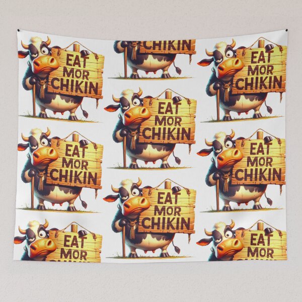 Item preview, A grumpy cow holding a sign that states Eat mor Chikin designed and sold by LoneAngel.