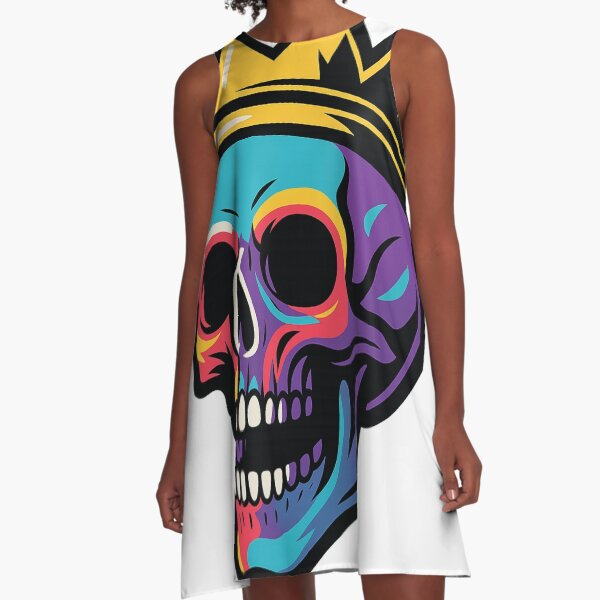 Item preview, Colorful Skull with Crown – King of Skulls – Urban Royalty Graffiti Art designed and sold by VIBE CRAFT STUDIO.