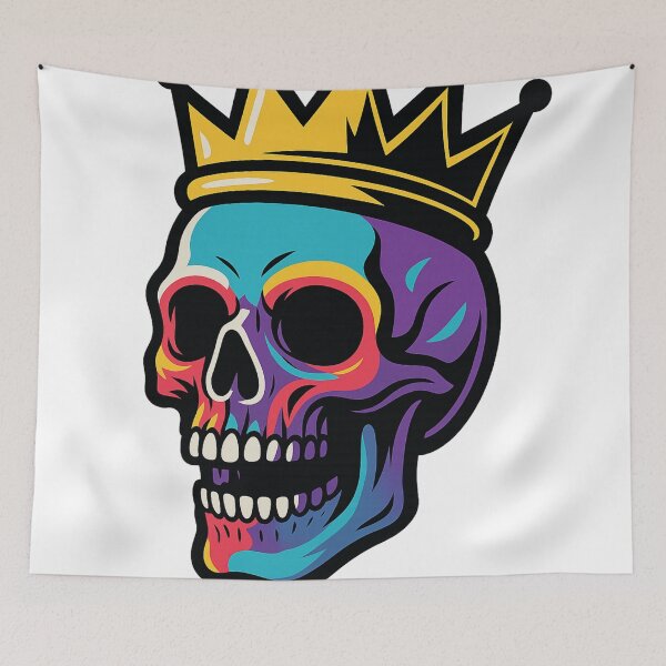 Item preview, Colorful Skull with Crown – King of Skulls – Urban Royalty Graffiti Art designed and sold by VIBE CRAFT STUDIO.
