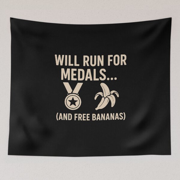 Item preview,  Will Run for Medals and Free Bananas – Funny Running Motivation Quote Design designed and sold by Jason123za.