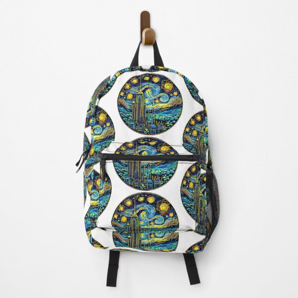 Item preview, Vibrant Night Cityscape – Swirling Sky Over Modern Skyline Art designed and sold by TeeTimeTreasure.