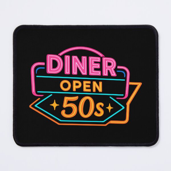 Item preview, 50s Neon Diner Sign – Retro Typography in Bold Colors designed and sold by johndesignwaves.