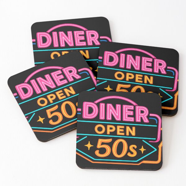 Item preview, 50s Neon Diner Sign – Retro Typography in Bold Colors designed and sold by johndesignwaves.
