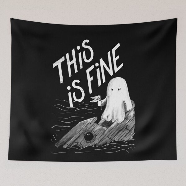 Item preview, This is Fine - Existential Dead Ironic Ghost designed and sold by littleclyde.