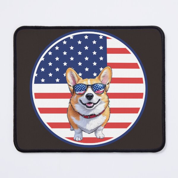 Item preview, Corgi with American Flag designed and sold by Corgi Headquarters .