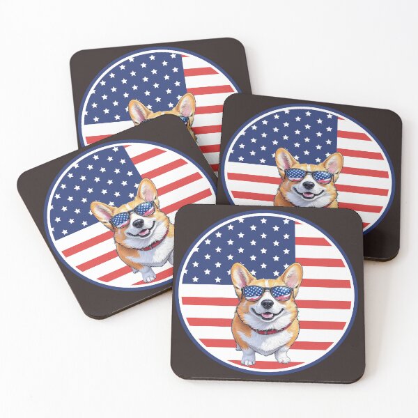 Item preview, Corgi with American Flag designed and sold by Corgi Headquarters .