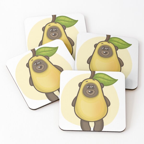 Item preview, Cute Bored Bear in Pear Costume – Funny Kawaii Fruit Animal Art – Whimsical Illustration Print designed and sold by Tattyarts.