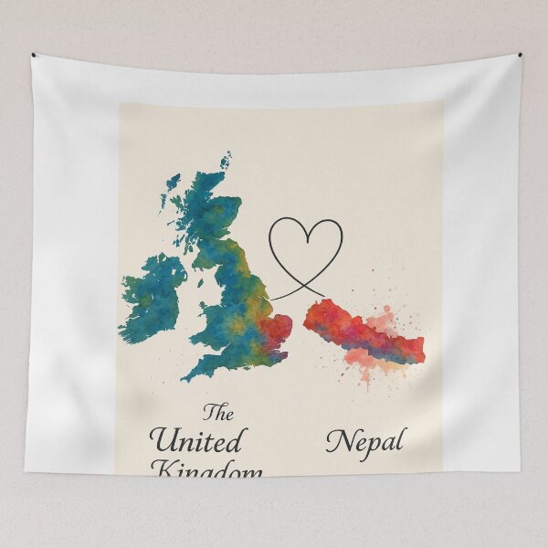 Item preview, UK and Nepal Home to Home Map Art designed and sold by Aryabek.