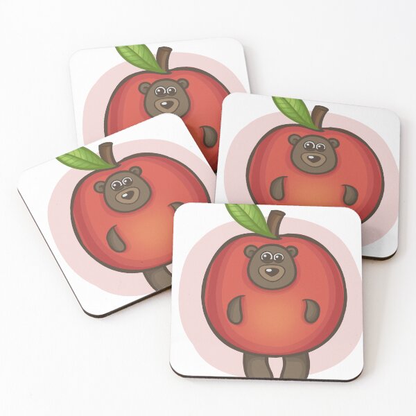 Item preview, Cute Bored Bear in Apple Costume – Funny Kawaii Fruit Animal Art – Whimsical Illustration Print designed and sold by Tattyarts.