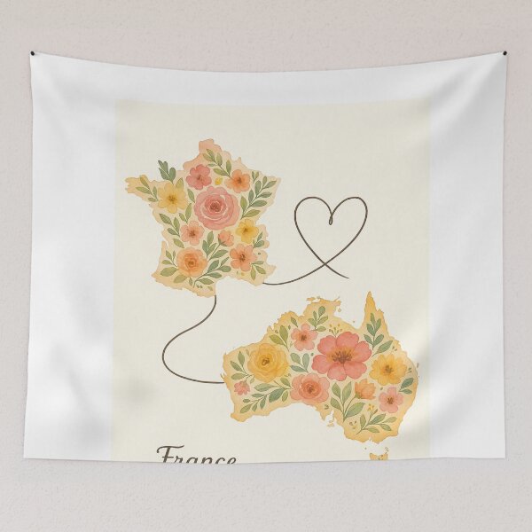 Item preview, Australia and France Floral Heart Connection designed and sold by Aryabek.