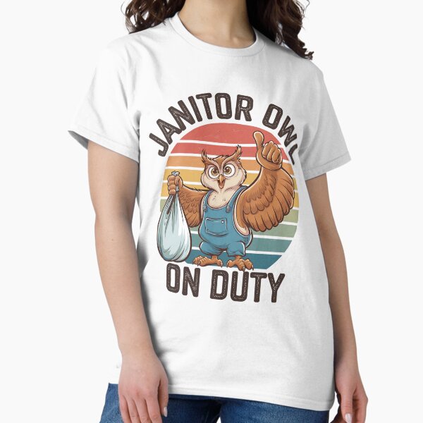 Item preview,  Janitor Owl On Duty Funny Work Mascot designed and sold by Taans-Creation.