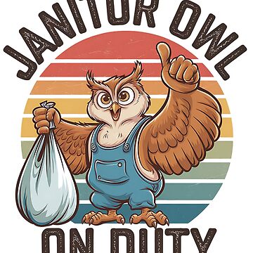 Artwork thumbnail, Janitor Owl On Duty Funny Work Mascot by Taans-Creation