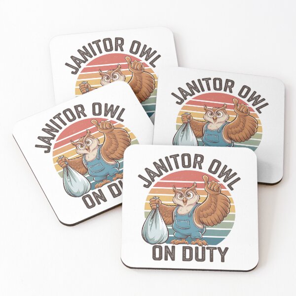 Item preview,  Janitor Owl On Duty Funny Work Mascot designed and sold by Taans-Creation.