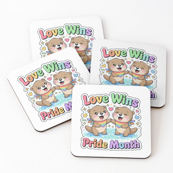 Item preview, Cute Otter Couple Pride Month Sticker – Love Wins Rainbow Bandana Chibi Style designed and sold by Nuist25.